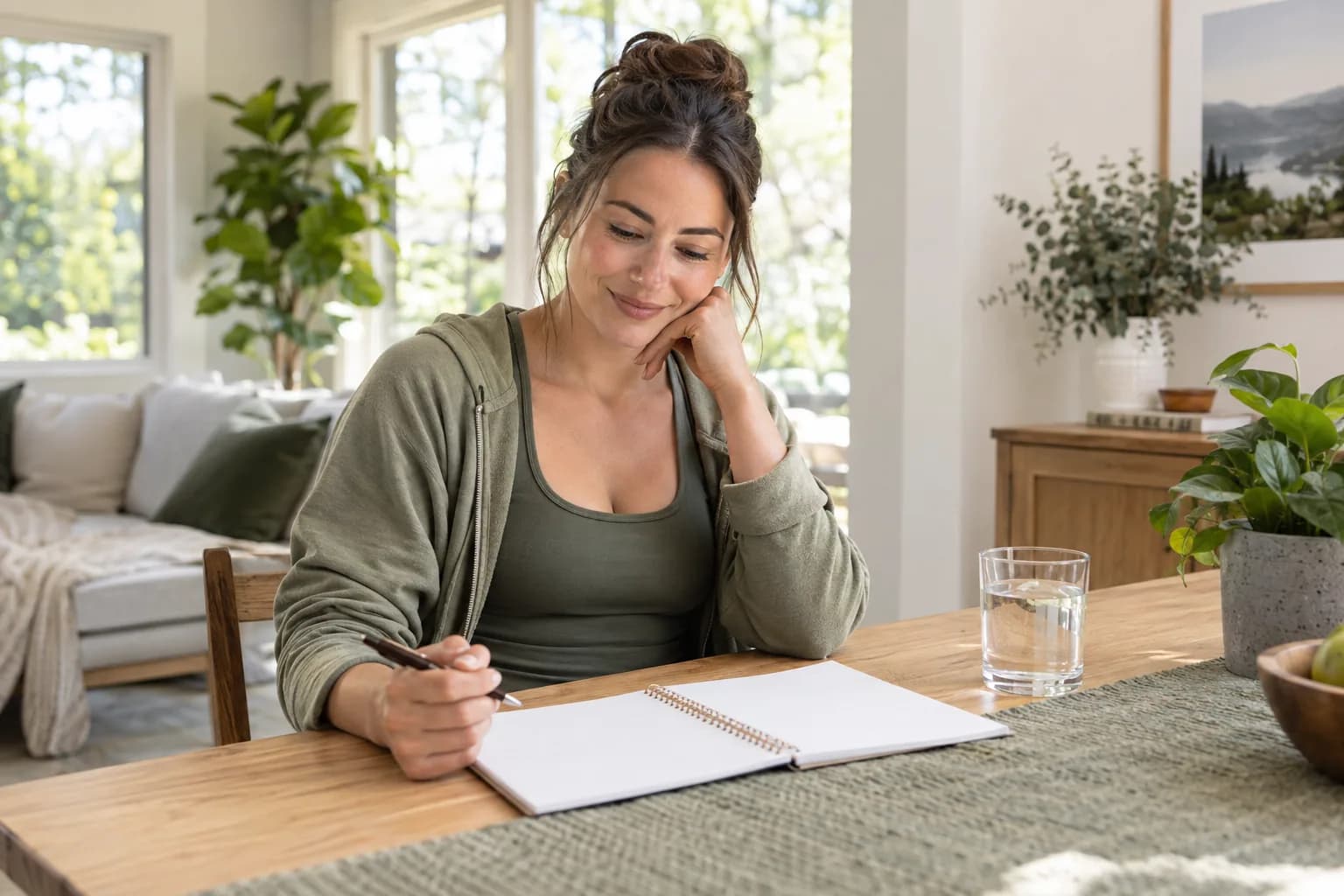 Woman planning her daily routine with a notebook