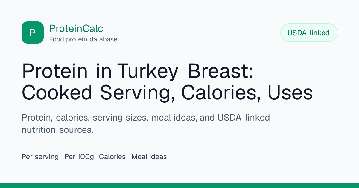 Protein in Turkey Breast: Cooked Serving, Calories, Uses | ProteinCalc
